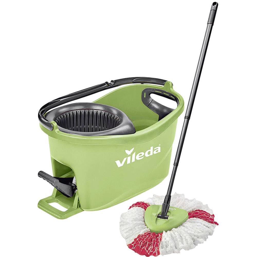 Vileda Turbo EasyWring & Clean Kit de Nettoyage Complet avec Seau équipé d’Un système d’essorage et Balai à Franges Turbo Colors