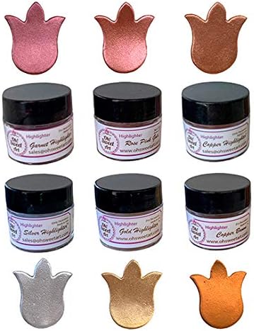 Oh! Sweet Art Juego de resaltadores de polvo para resaltadores color rojo granate, oro rosa, cobre, plateado, dorado y marrón cobre (6 colores),