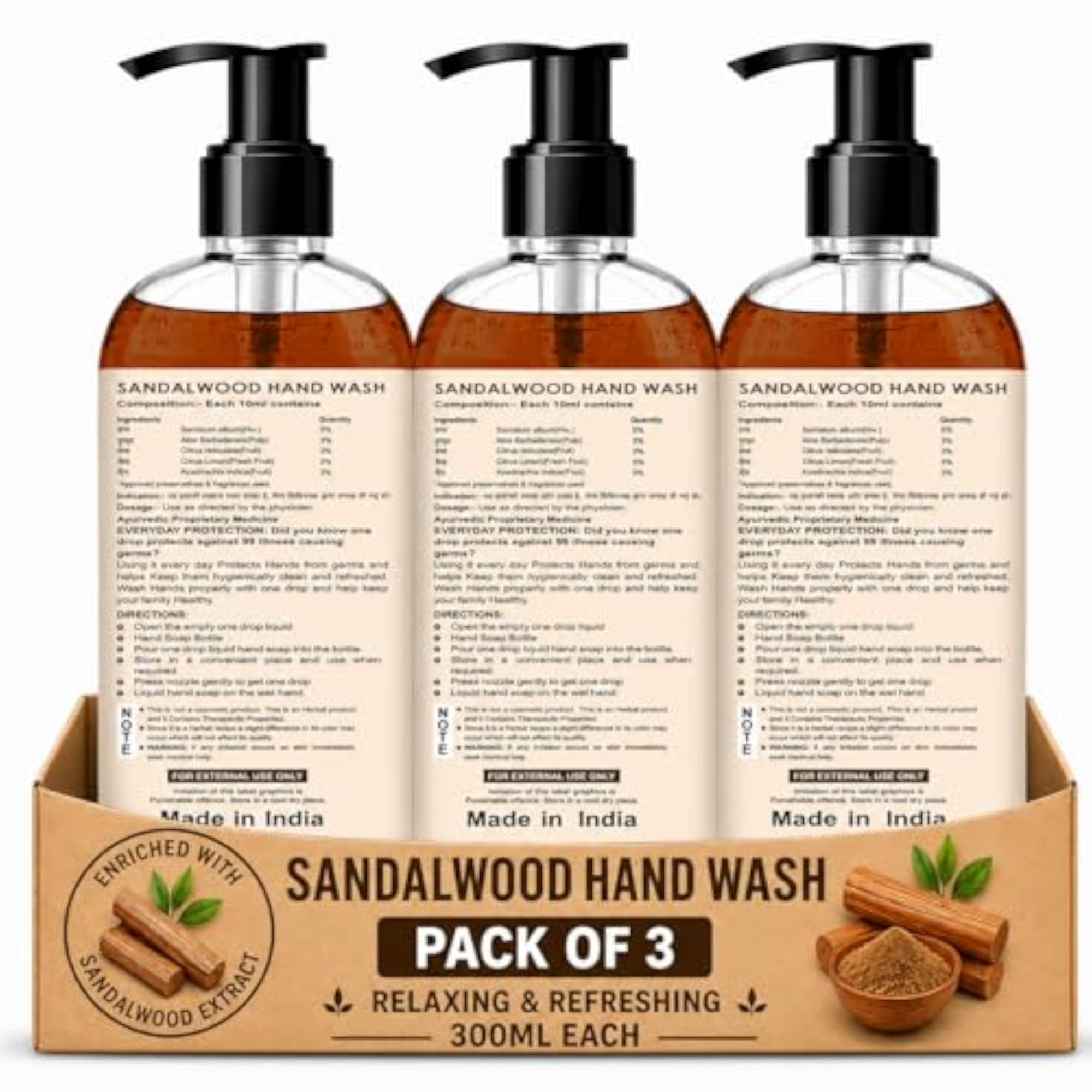 Sandalwood Relaxing Hand Wash, Pack of 3