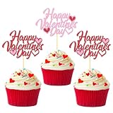 24Pcs Happy Valentine's Day Cupcake Toppers for Valentine's Decorations,Sweet Love Theme Valentine's Day Cupcake Picks for Valentine's Day Cake Decorations (Mix A)