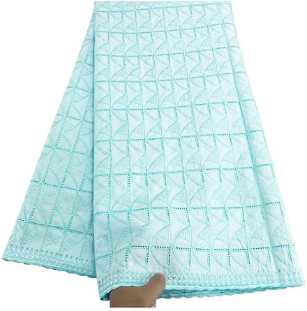 Polish Cotton Voile African Swiss Lace Fabric 5Yards 2072 Embroidery Nigeria Polish Fabric for Wedding Mint Aqua