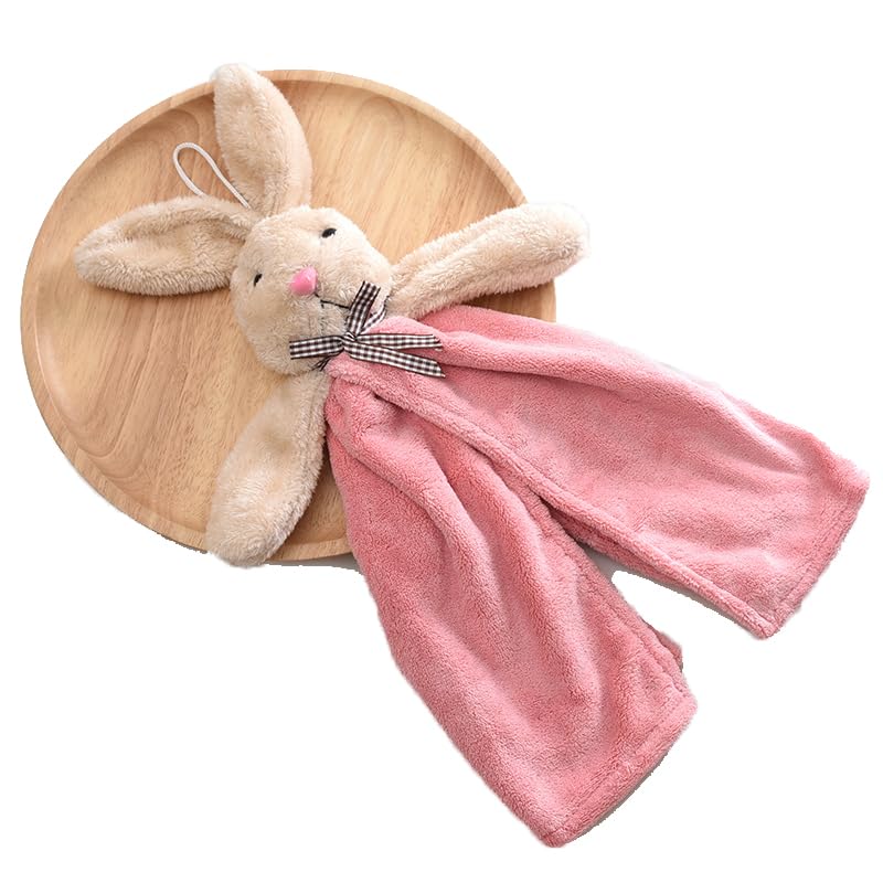 Image of Super Soft Rabbit Hanging Hand Towel for Kitchen and Bathroom Absorbent Thick Coral Velvet Hand Towels with Hanging Loop Fast Drying Microfiber (Pack of 6)