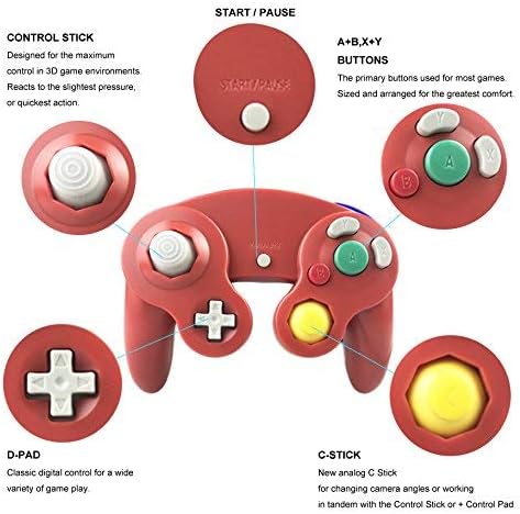GameCube Controller, Wired Gamepad for Nintendo Wii Console (Black and Red)