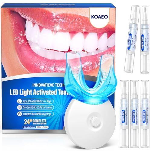 Teeth Whitening Kit &ndash; 3 Teeth Whitening Pens + 2 Desensitizing Pens &ndash; LED Light &ndash; 35%...