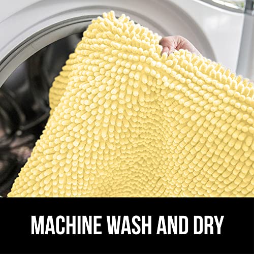 Image of GORILLA GRIP Bath Rug Mat 60x17, Thick Soft Absorbent Chenille, Quick Dry Microfiber Mats, Rubber Backing Machine Washable Shower Floor Rugs, Bathmat Runner, Bathroom Home Decor Accessories, Yellow