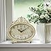 Creative Co-Op Distressed Pewter Mantel Clock, Cream