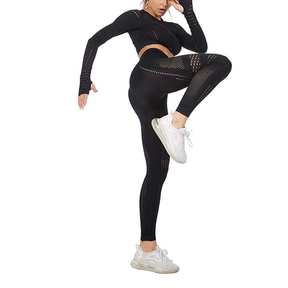 Damen Sportbekleidung Set Yoga Anzug Top und Leggings Stretch Fit Gym Wear Set Trainingsanzüge