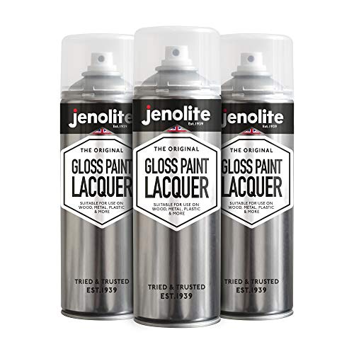 JENOLITE Spray de Laca Transparente | BRILLO | 3x500ml | Acabado Claro | Barniz Transparente | Protege la superficie y la pintura de la corrosión y el daño UV | Sellador que no amarillea