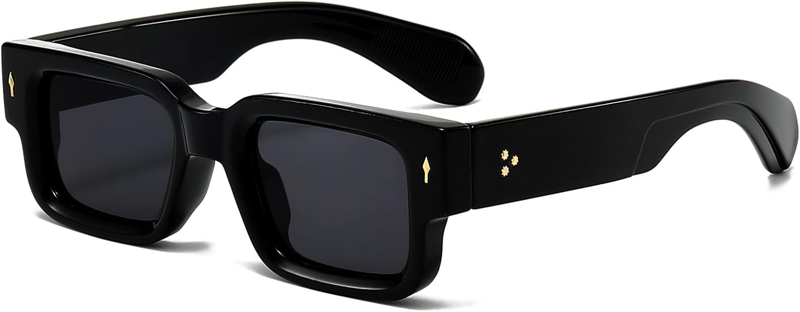 Thick Frame Square Sunglasses for Women Men Chunky Rectangle Sun Glasses Black Shades UV400 Protection