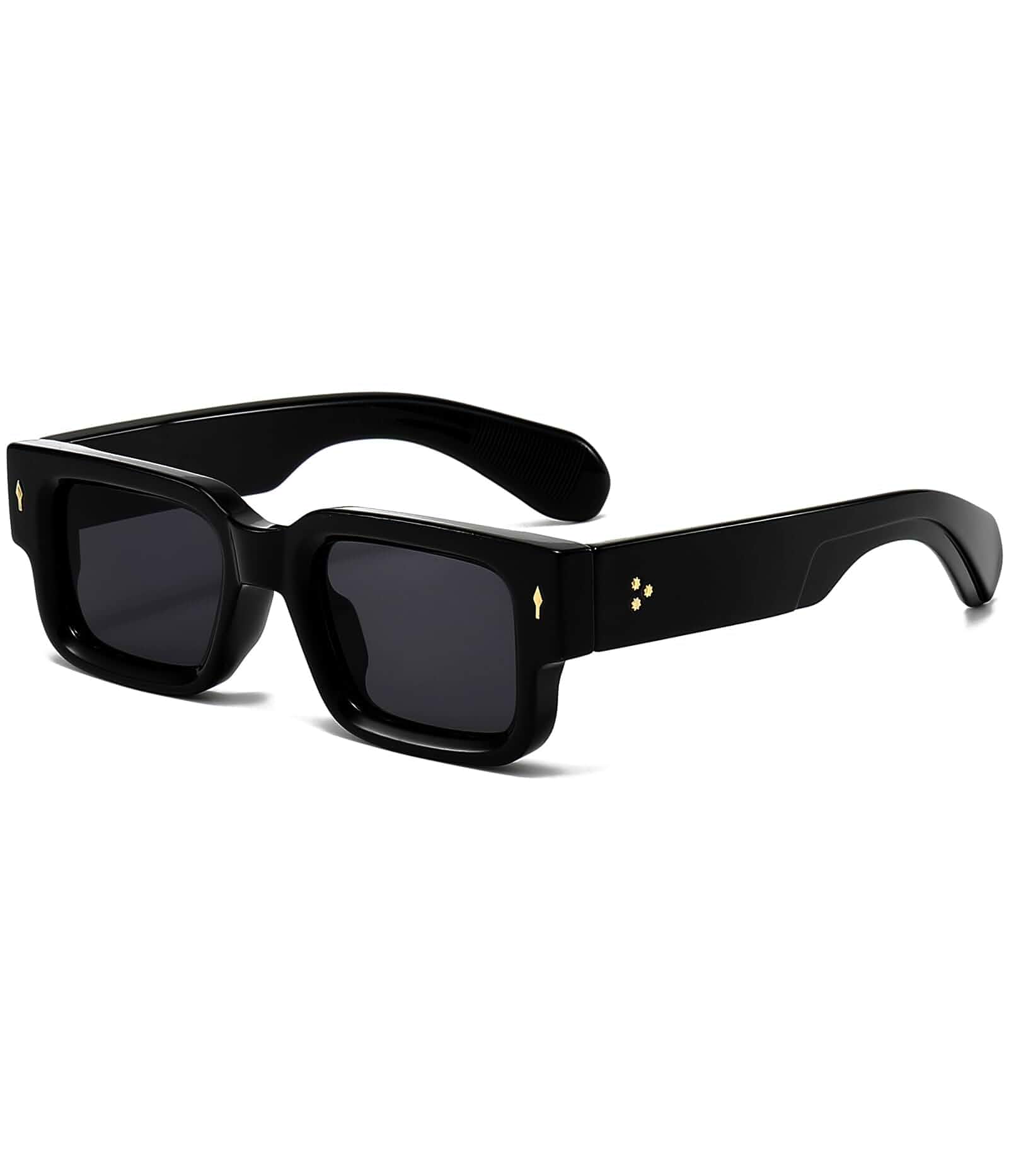 EYLRIM Thick Frame Square Sunglasses for Women Men | Trendy Chunky Rectangle Sun Glasses, Black Shades UV400 Protection