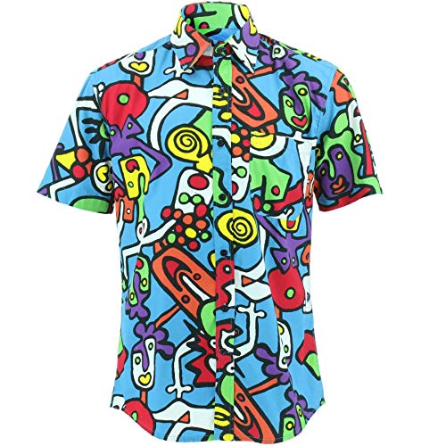 Chemise homme Loud Originals coton imprimé bleu manches courtes L