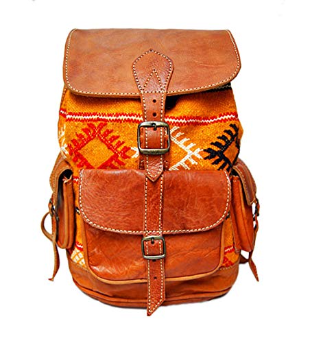 Mochila de Cuero Unisex  Hecho a Mano  Bolsa de Viaje  Marron