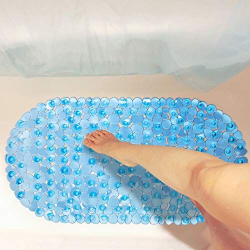 Relaxdays Badewannenmatte Steinoptik, BxT: 68 x 35,5 cm, waschbar, rutschfeste Badewanneneinlage, mit Saugnäpfen, grün