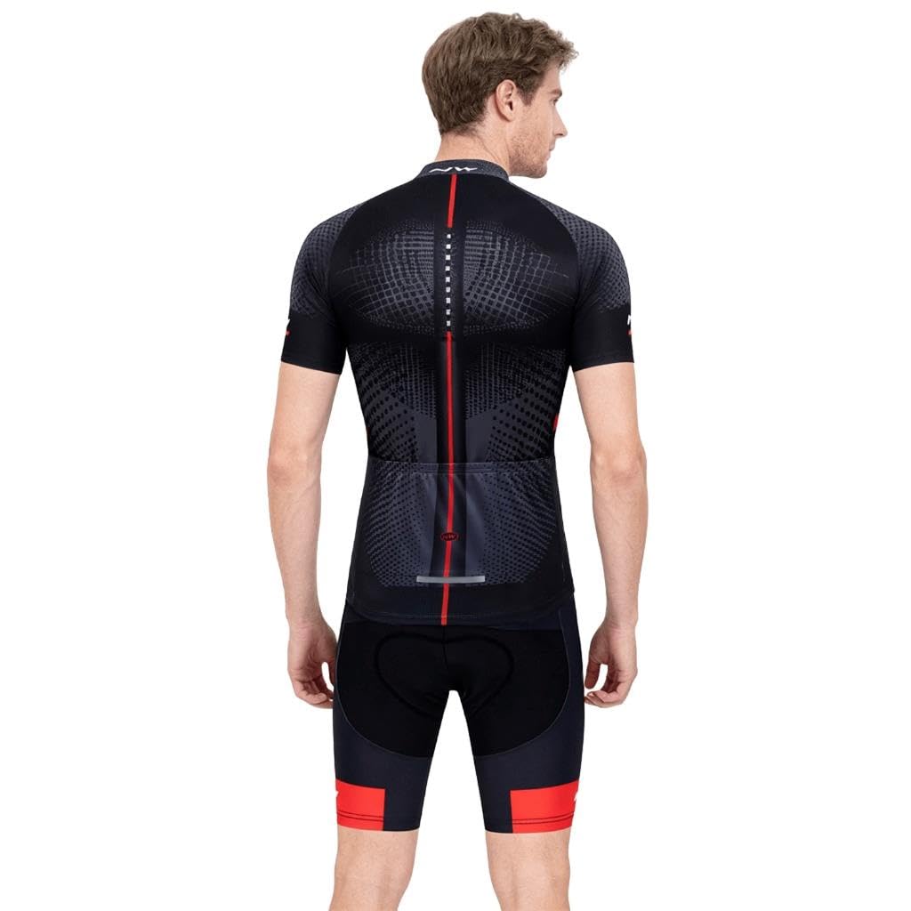 Tuta da Bicicletta MTB Estiva da Uomo Traspirante Asciugatura Veloce Manica Corta e Pantaloncini Imbottiti Maglia da Ciclismo con Motivo Leone