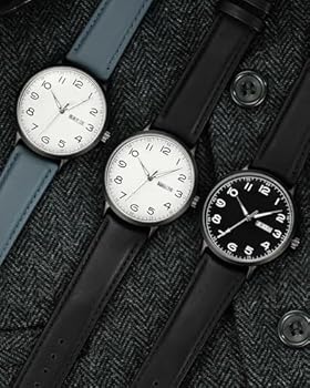 CIVO Horloges Heren Grote Cijfers Gemakkelijk Leesbaar Analoog Quartz Horloge Mode Sport Jongens Man, Leather, armband
