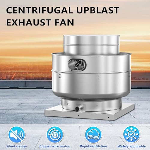 Image of Roof Ventilator Restaurant Hood Grease Rated Exhaust Fan Direct Drive Centrifugal Upblast Exhaust Fan 1.5HP 5000 CFM 110 Volt Single Phase Motor