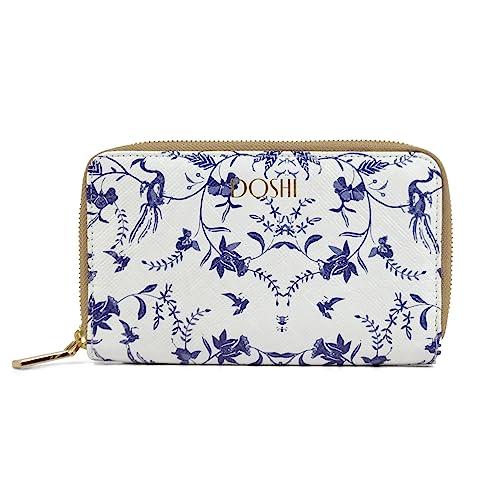 DOSHI Zip Around Wallet - Kraft White & Blue Floral (Kraft Paper)
