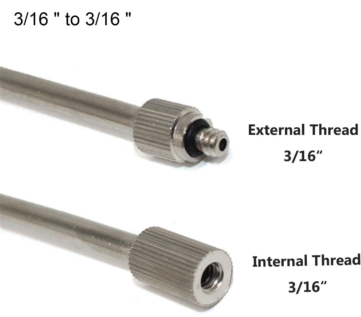 15 flexible Düsenverlängerungen aus Messing – 3 Größen (3/16 Zoll, 1/8 Zoll, 3/16 Zoll bis 1/8 Zoll) – Ideal für Nebelsysteme im Freien, Gartenbefeuchtung und -kühlung, 3/16 Zoll bis 3/16 Zoll, 23,