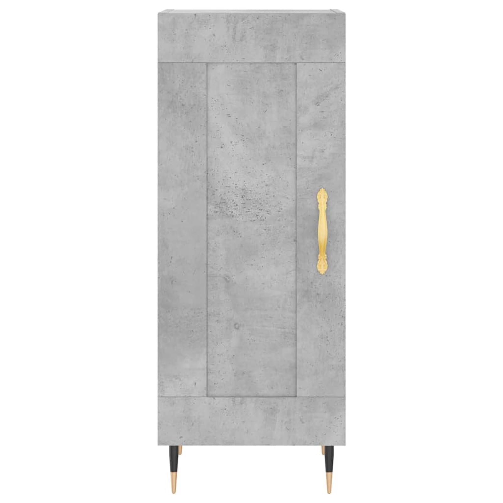 Kredens szary betonowy 34,5 x 34 x 90 cm, materiał drewnopochodny z metalowymi nogami – nowoczesny mebel do salonu zapewnia porządek w przestrzeni do przechowywania i prezentacji dekoracyjnej