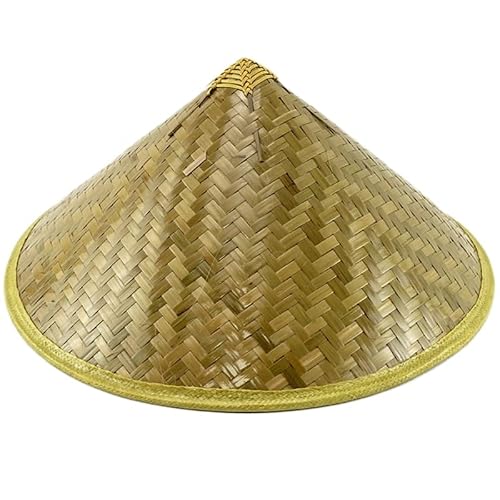 GRONGU Bamboo Hat Asian Hat Chinese Hat Conical Hat Rice Farmer Hats Hand-Woven Adult Travel Straw Hat Coolie Hat Summer Hat