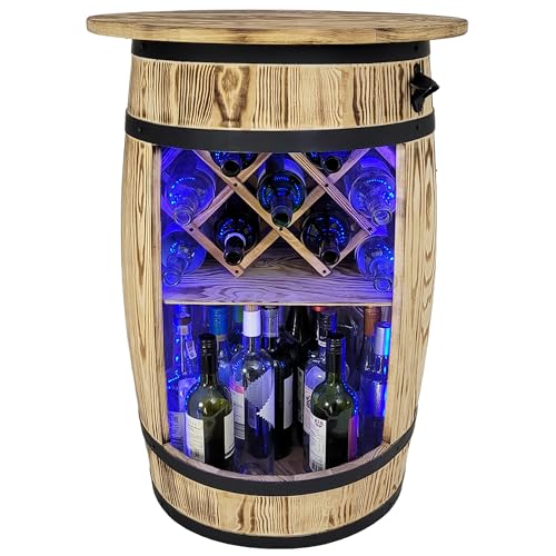 weeco Fass Bar mit Deckel und LED RGB Leuchten und Weinhalter...