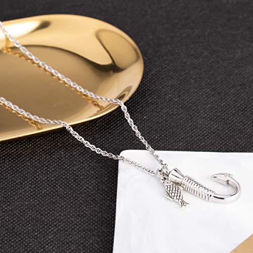 Fish hook Cremation Urn Pendant Memorial Necklace for ashes Fish Urn cremation necklace3