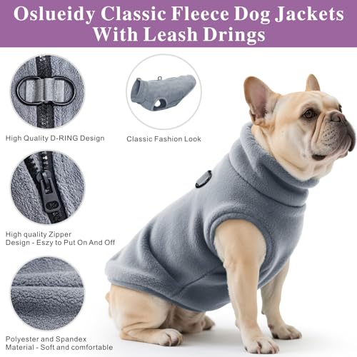 Oslueidy Hundemantel Fleece Hunde Jacken Hund warme Mäntel Winter Haustier Kleidung Hoodies Pullover Jumpsuit Hund Schnee Outfits Weste für kleine mittlere große Hunde XS-XXL (Grau, S)