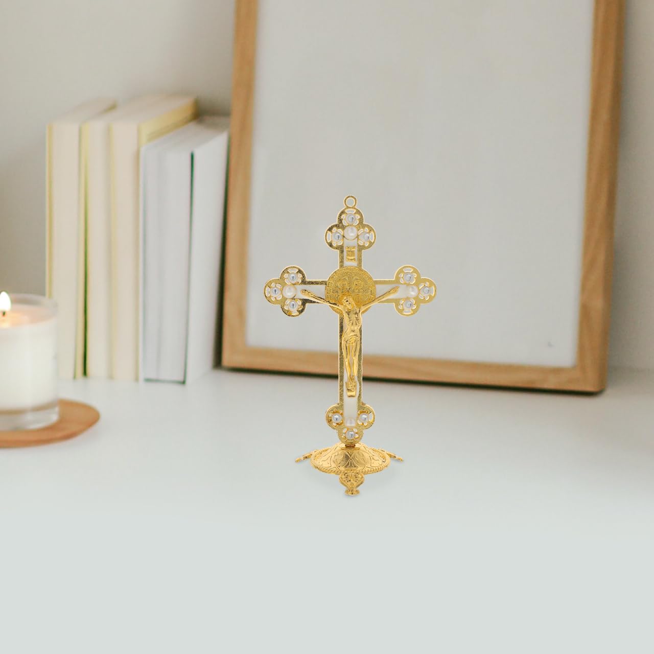 Statue De Jésus En Croix Dorée Décoration Religieuse Murale Pour Salon