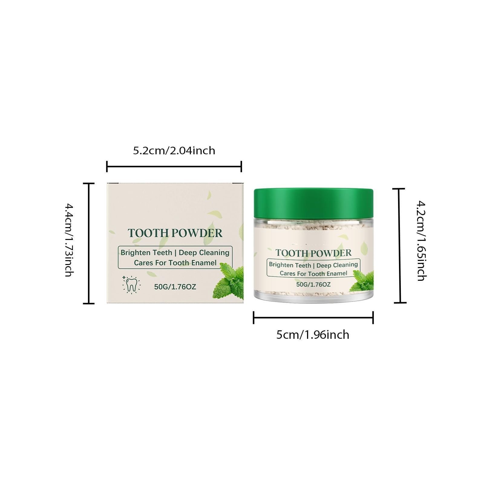 Polvere sbiancante denti, polvere di idrossiapatite denti sensibili, polveri dentali rimineralizzanti uno smalto sicuro, polveri dentifricio rinforzanti smalto,cura orale dentale menta 50g (8pcs)