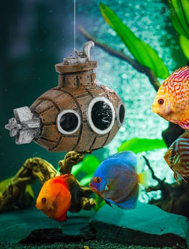 image for SARDVISA Floating Fish Tank Decoration, Little Cute Retro Submarine Aq