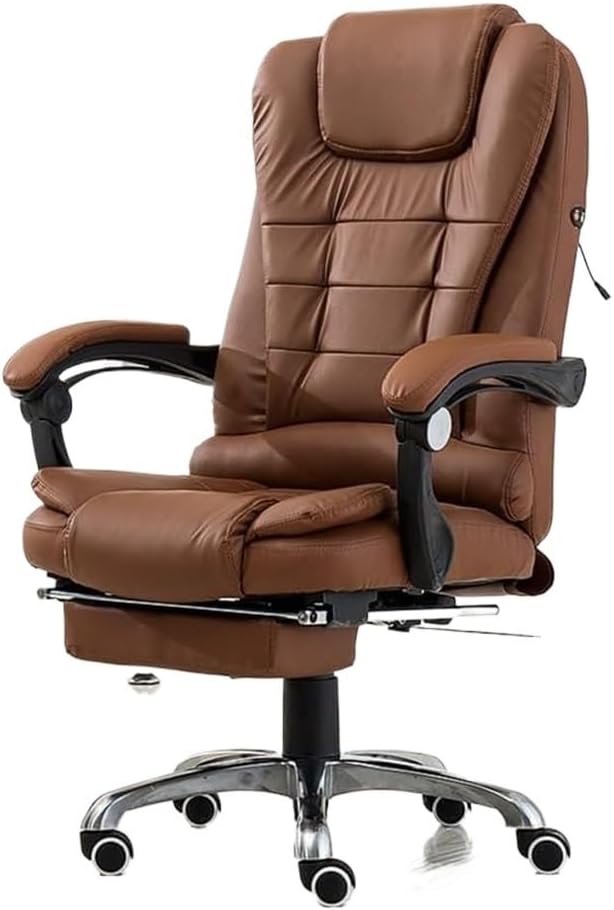 Ergonomic Executive Office Chair High Back Leather Desk Chair with Padded Armrests Swivel Wheels Comfortable Gaming Chair for Workspace Conference(Brown)