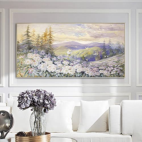 Mosaïque 5D grand format fleurs blanches de qualité supérieure 40x80cm