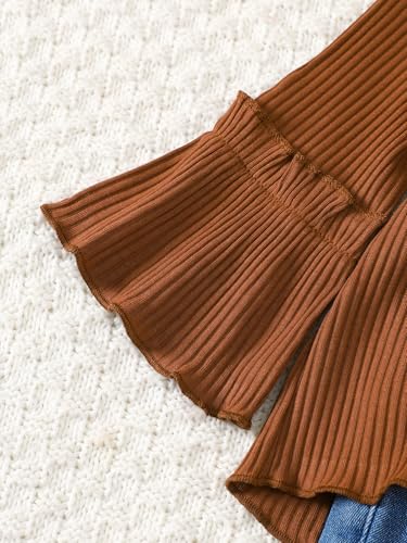 Willow Dance Toddler Baby Girls Outfits Long Sleeve Ruffled Shirt Top Flare Denim Jeans Cute 2Pcs Fall Winter Clothes4