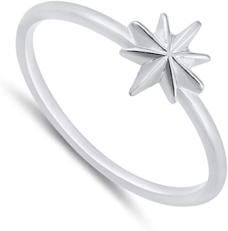 High Polish Northern Star Twinkle Ring New .925 Sterling Silver Band Sizes 4-10