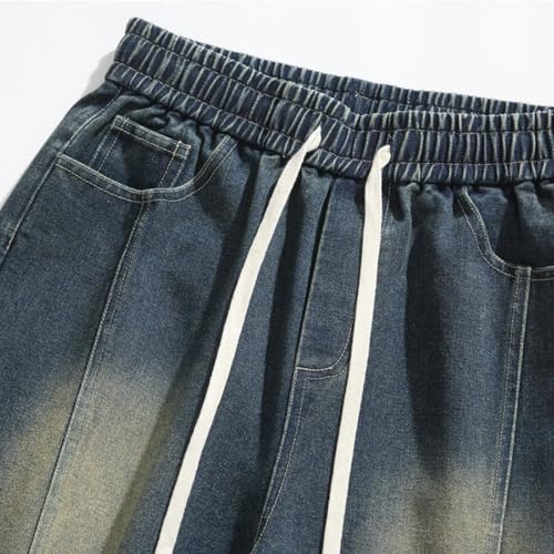 Short en jean pour homme pantalon confortable d'été délavé avec cordon de serrage - 6