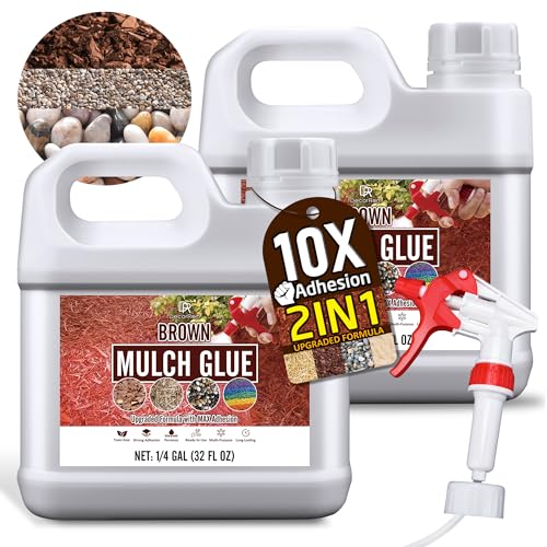 Aglutinante de Grava - 2L Pegamento para Mantillo Marrón Concentradas para Pegar Corteza y Grava en Bordes, Patios y Caminos de Jardín - 2-EN-1 Colorante y Pegamento para Grava para Roca, Piedras
