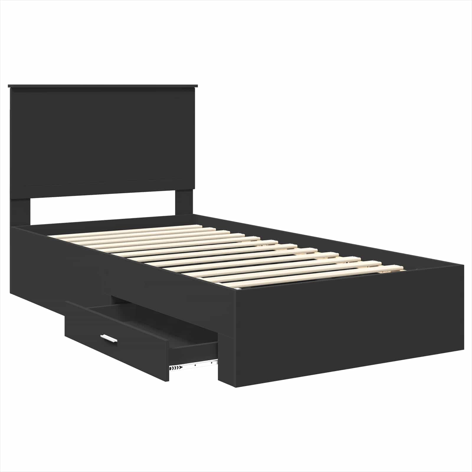 Moderno contenitore integrato Letto singolo con cassetti 90x200 cm Nero