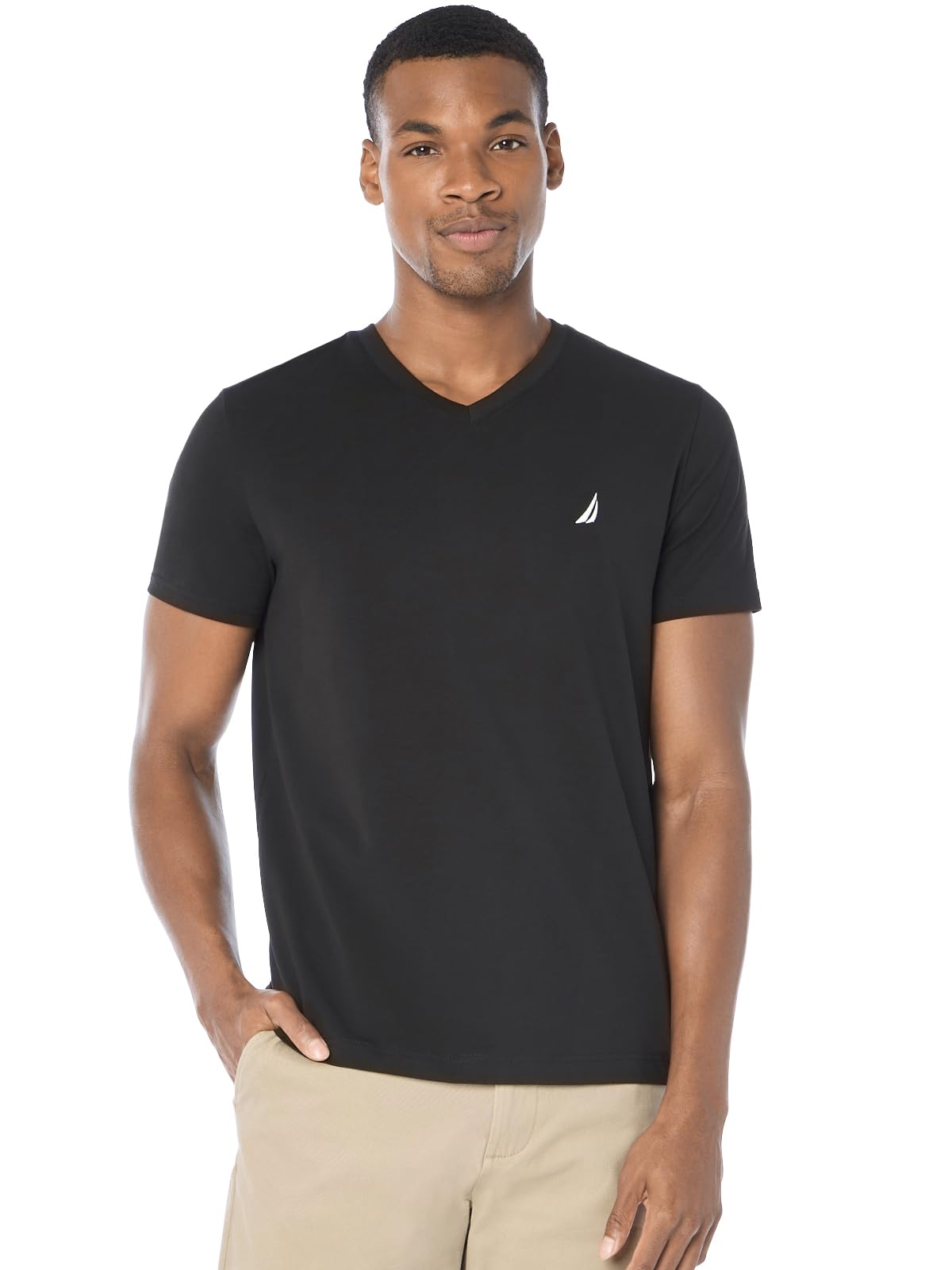 Mens Short Sleeve Solid Slim Fit V-Neck T-Shirt