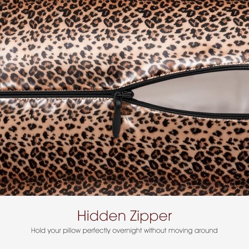 Image of WLOSJ100% Silk Pillow Cases 2 Pack Queen Size Mulberry Silk Pillowcase for Hair and Skin Set of 2 Highest Grade 6A Silk Soft Breathable Cooling with Hidden Zipper, Leopard