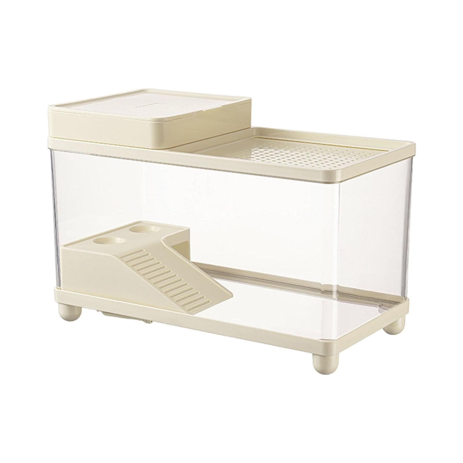 Fenteer Grande Vasca per Tartarughe, Vasca per La Riproduzione di Tartarughe, Acquario, Habitat per Tartarughe, per Piccole Tartarughe Rettili, 15,71 Pollici, Beige