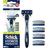 Schick(シック) ハイドロ5プレミアム つるり肌へ コンボパック(ホルダー(刃付き)+替刃4コ) 髭剃り カミソリ プラスチック 男性用 ブラック