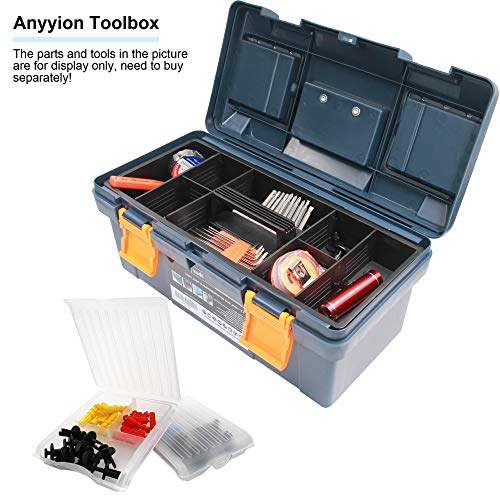 Anyyion 17-Inch Tool Box With Removable Tray, Small Parts Box On The Lid Is Removable, Tray Can Be Removed And Combined At Will (Blue) #TOP2