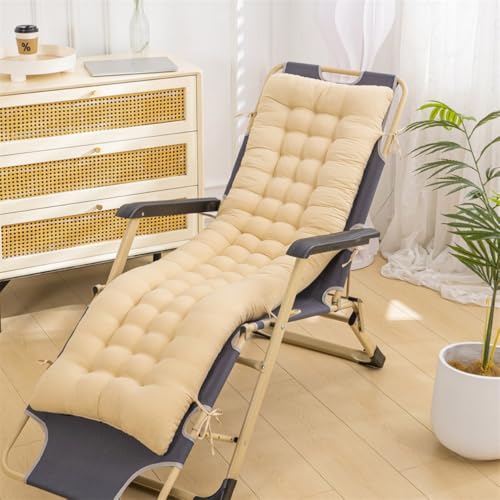 Surwin Sun Lounger Cushions Only, Soft Recliner Cushions Thick 8cm lounger Seat Pads for Indoor Outdoor Patio Yard Beach Garden (Khaki,48x125x8cm) — image 1