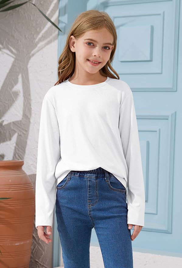 ZDC Girls Long Sleeve T Shirts Kids Fall Crewneck Tops Basic Tees 5-14 Years4