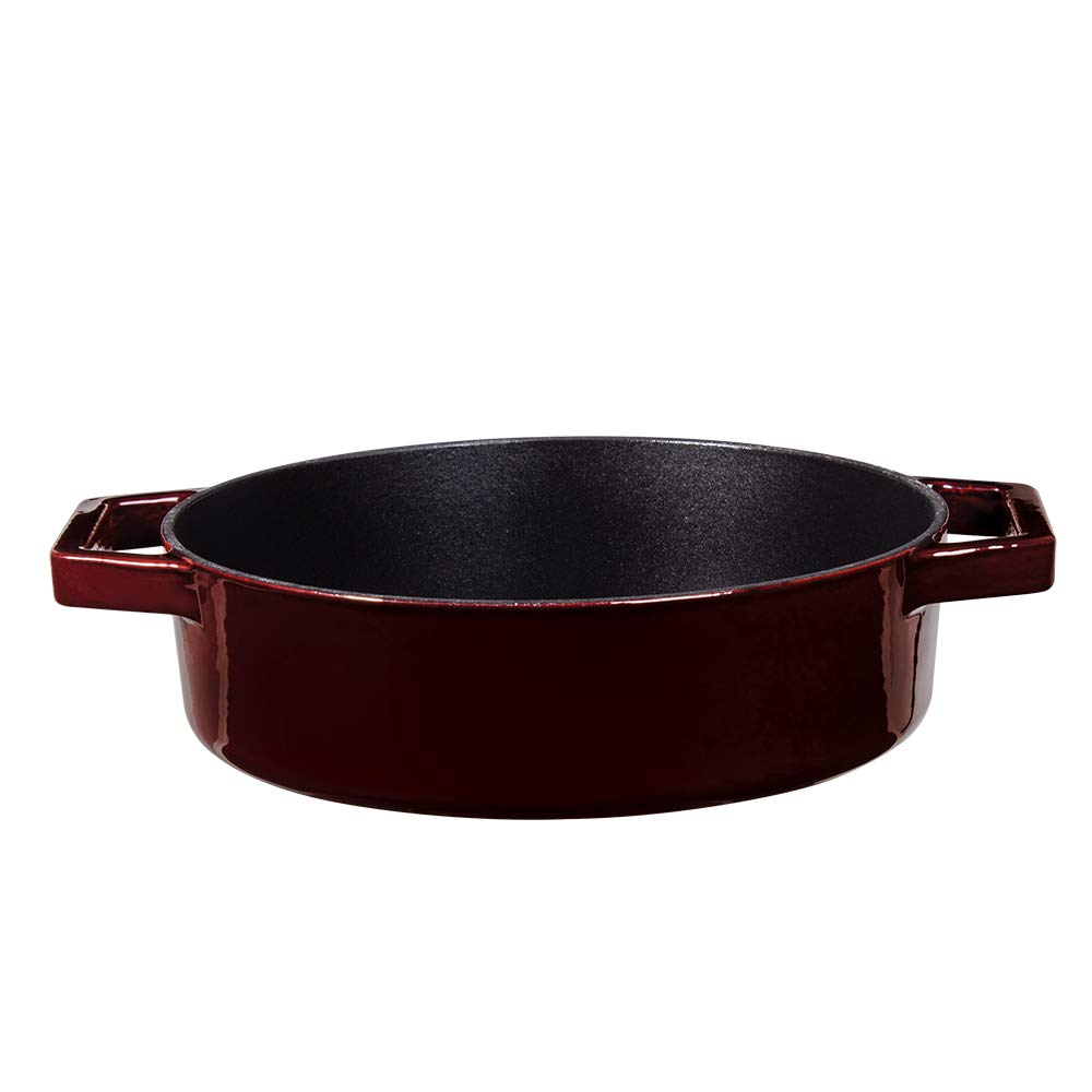 Cast Iron Shallow Pot 26 cm Burgundy