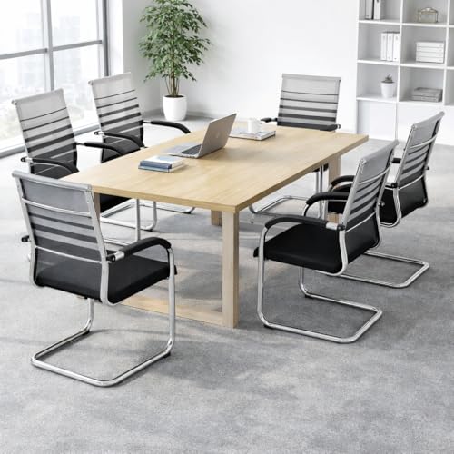 Image of TOBY Mesh Office Visitor /Guest Chair Set of 2 with Chrome Cantilever Frame, Breathable Backrest, Padded Seat Cushion, Ergonomic Armrests, Reception, Conference & Meeting Room Chairs (DIY Product)
