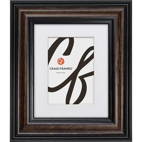 Craig Frames 11x14 Picture Frame Matted to 8x10 – American Walnut Finish, Potomac Series, 2 Inch Wide Solid Wood, Includes White Mat, Glass, and Backing for Wall Display of Photos or Art