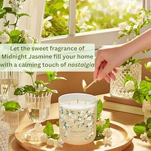 Midnight Jasmine Beeswax Candle - Nostalgic Soft Jasmine with Pink Pepper & Vanilla - Subtle & Refreshing - 90+ Hours of Clean & Non-Toxic Burn - Hand-Drawn Jasmine Jar - Perfect Unique Gift - 15 OZ Midnight Jasmine Beeswax Candle Nostalgic Soft Jasmine with Pink Pepper Vanilla Subtle Refreshing 90 Hours of Clean Non Toxic Burn Hand Drawn Jasmine Jar Perfect Unique Gift 15 OZ