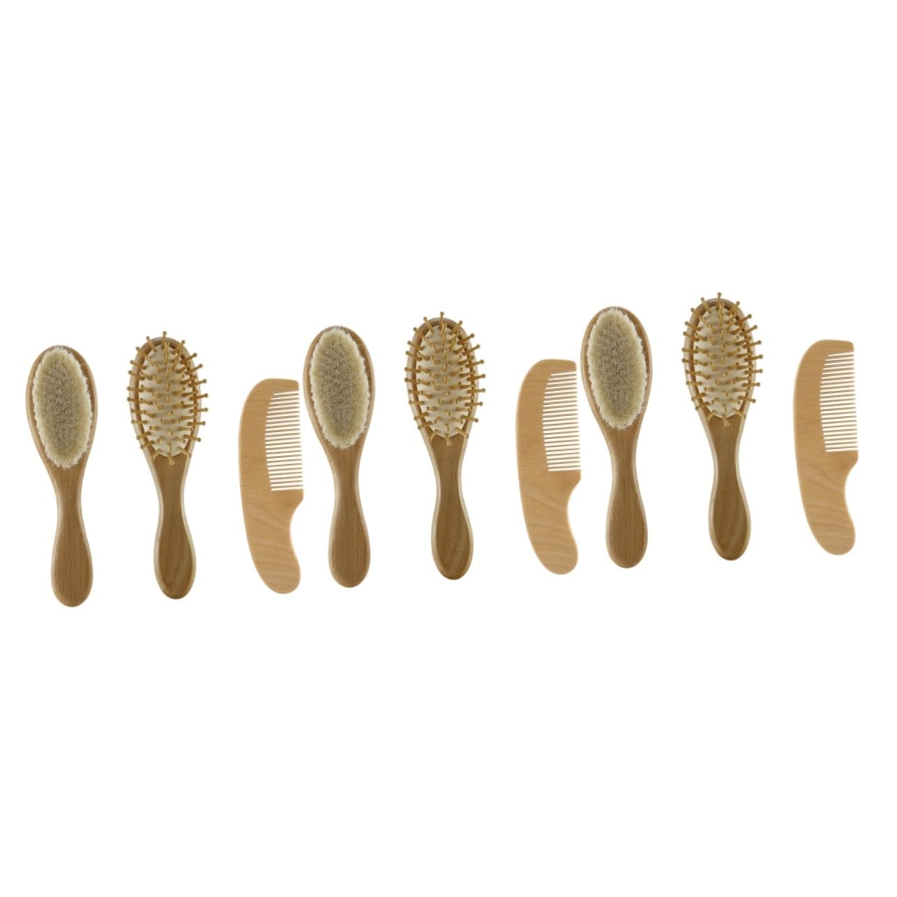 9 pezzi set di spazzole in lana culla for bambina culla for bambini pettine for capelli in legno spazzola for capelli con setole morbide for bambini pettine for culla setole in legno spazzola for bamb