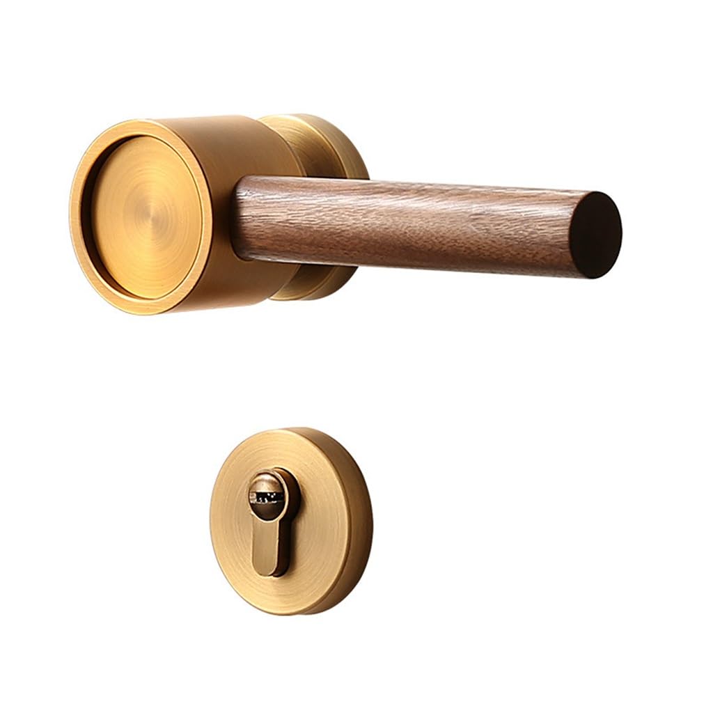 MOBYGKFY Copper Magnetic Suction Bedroom Lock Home Wooden Door Universal Mute Walnut Locks